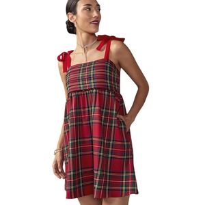 Francesca's Lorrie Tie Strap Pleated Mini Dress Tie Shoulder Holiday Small